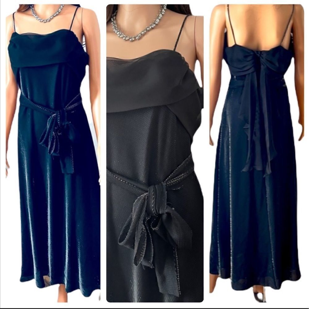 Betsy
& Adam Black Silver Sparkly Lurex Dress Size 14